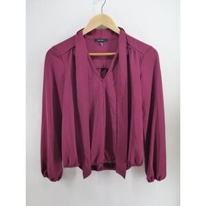 Anthropologie Ella Moss Women's Blouse Red V Neck Top‎ Size S Rayon